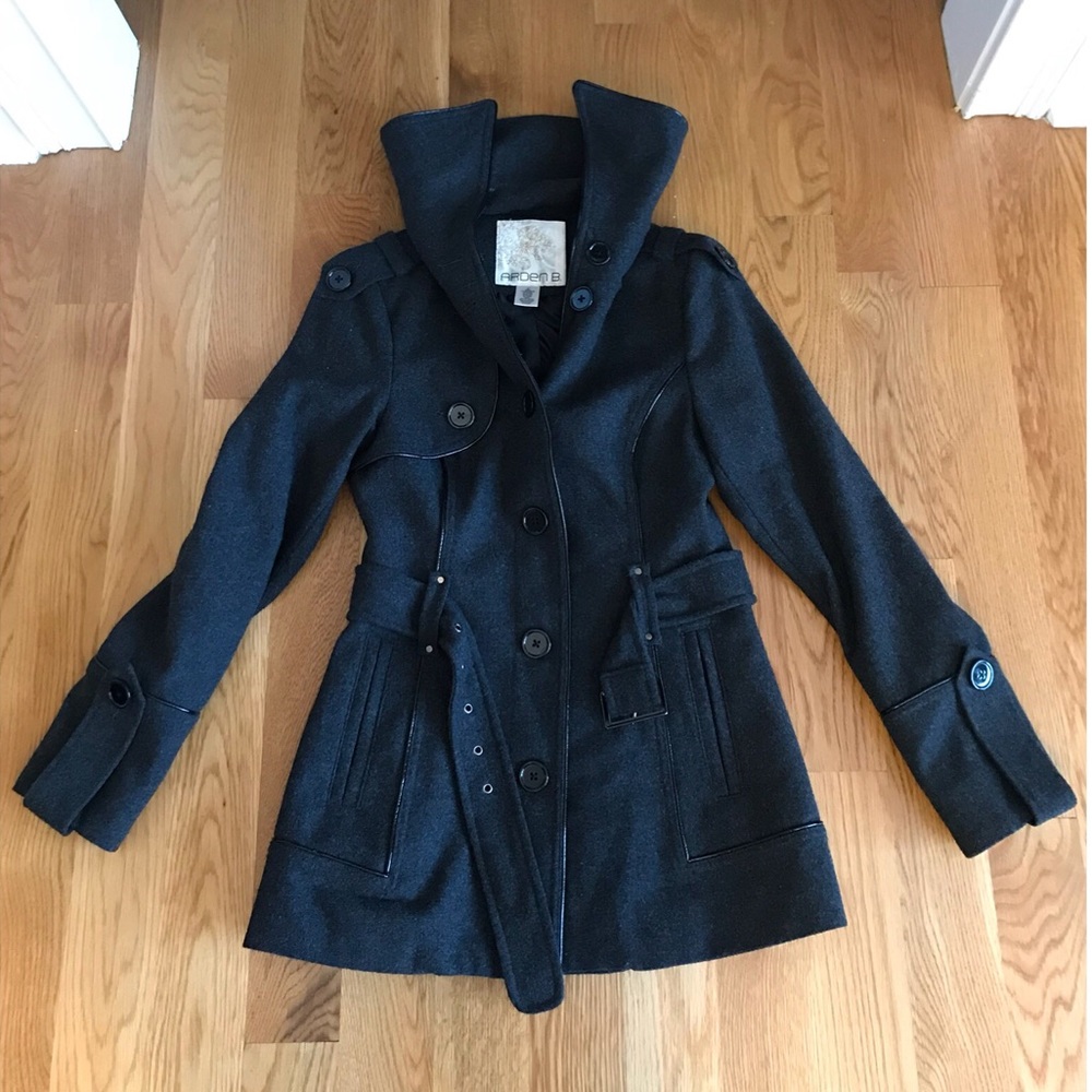 Arden B Peacoat Belted Dark Gray / Black